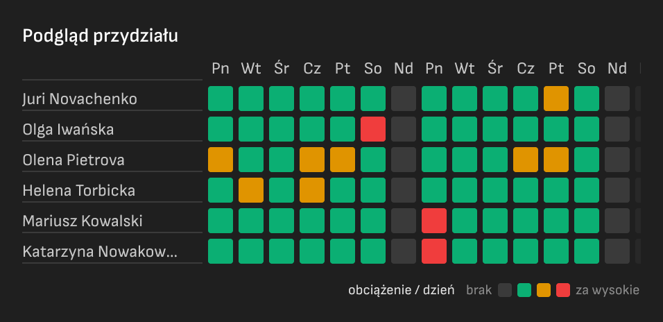 Pracownicy i obciążenie