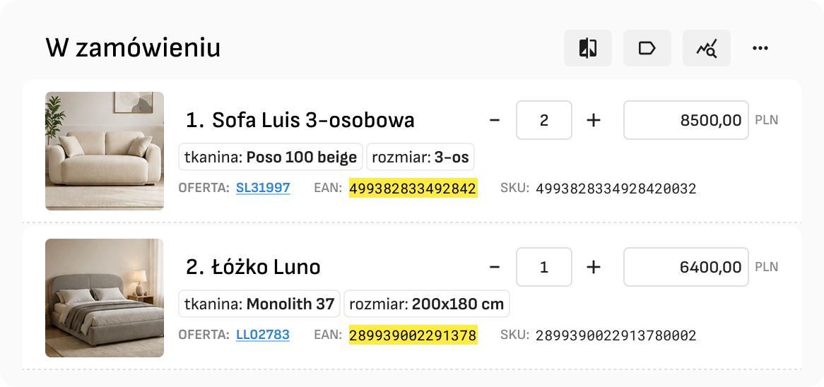 EAN, SKU i nazwy Milo